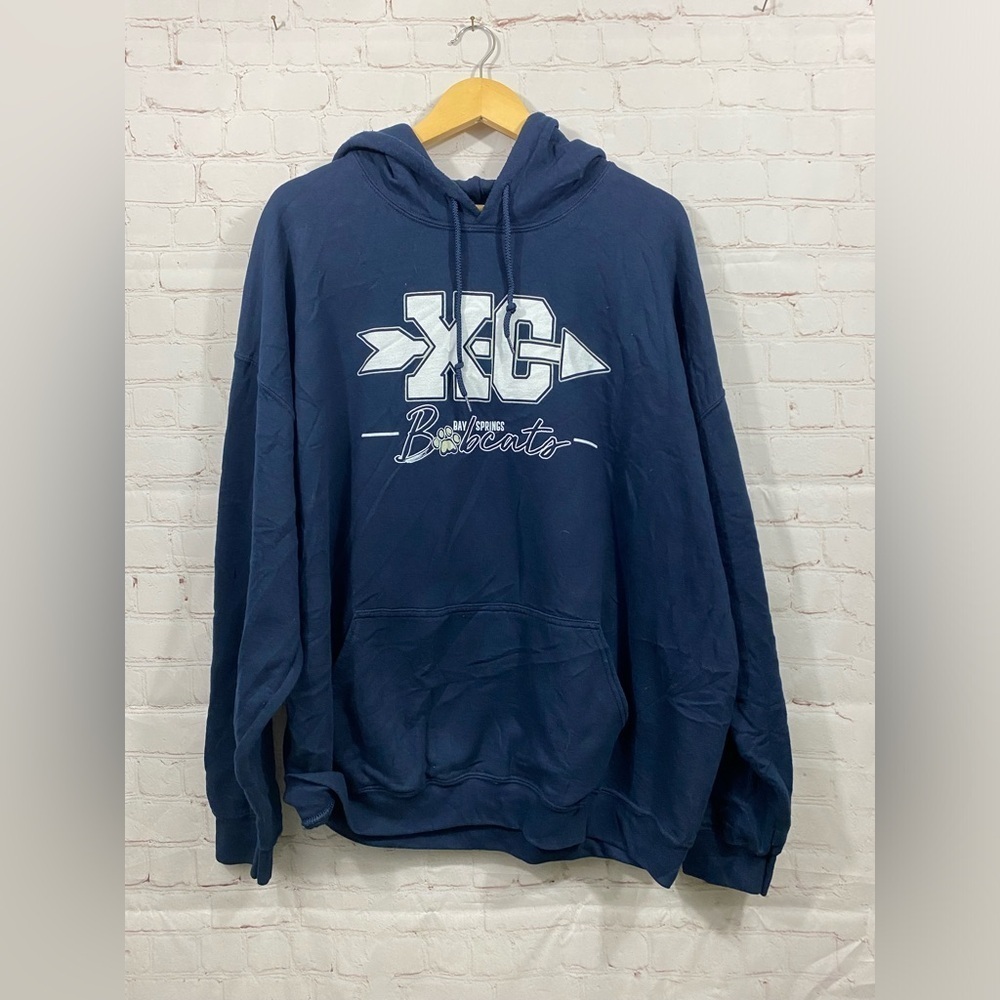 Bay Springs Bobcats Hoodie Cross Country Mens Blue Long Sleeve Fleece Sweatshirt